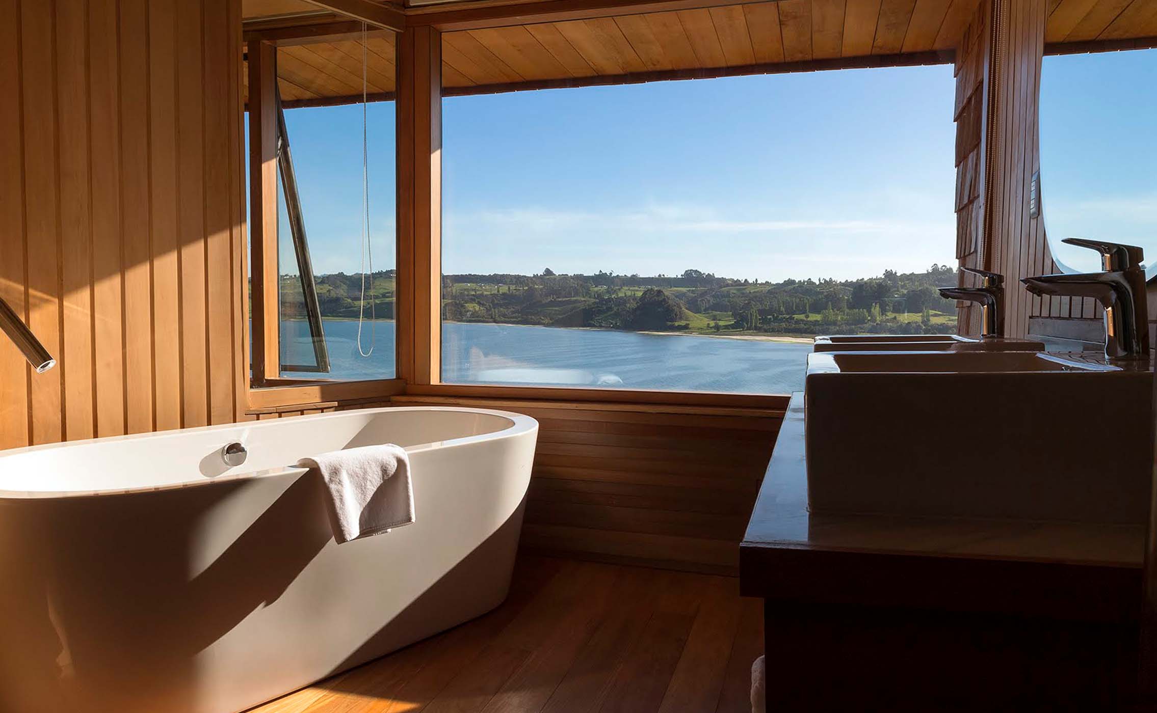 Vista da banheira, Refugia Chiloé