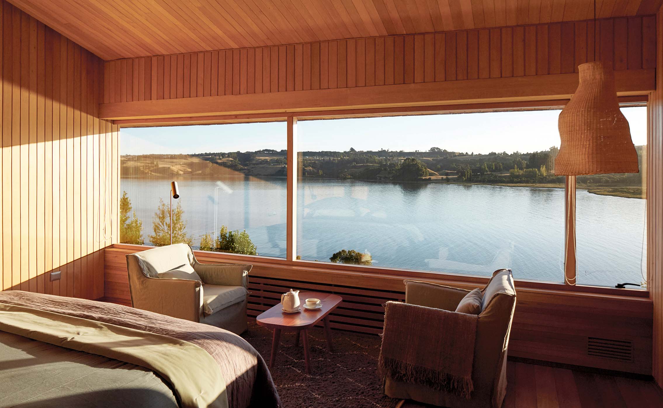 Vistas do mar e dos pântanos de Pullao neste hotel e spa de luxo no Chile